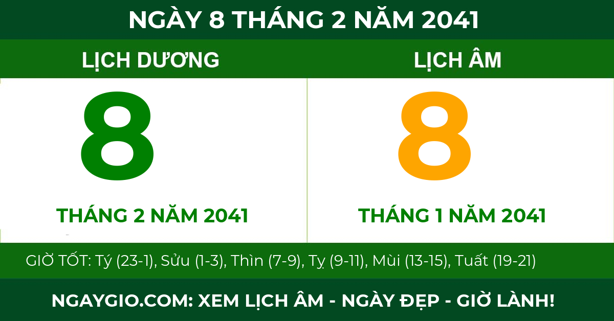 lịch âm ngày 8 tháng 2 năm 2041