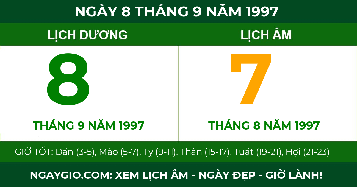 lịch âm ngày 8 tháng 9 năm 1997