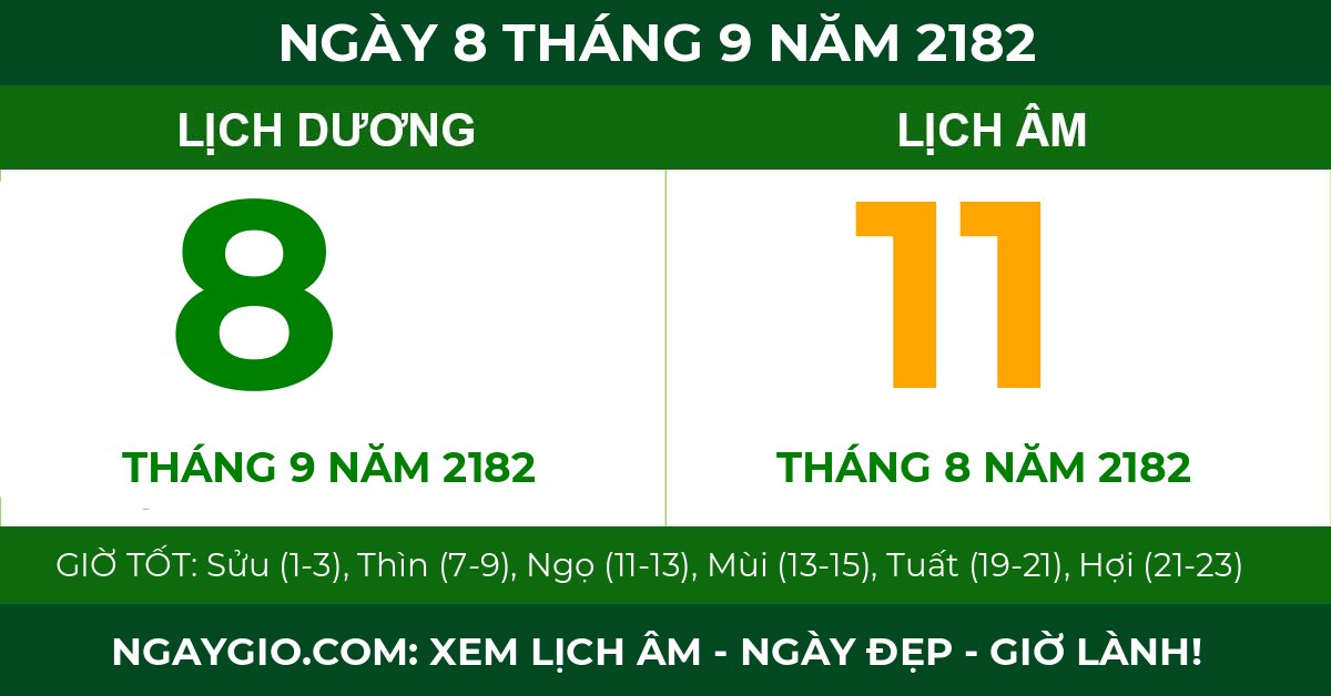 lịch âm ngày 8 tháng 9 năm 2182