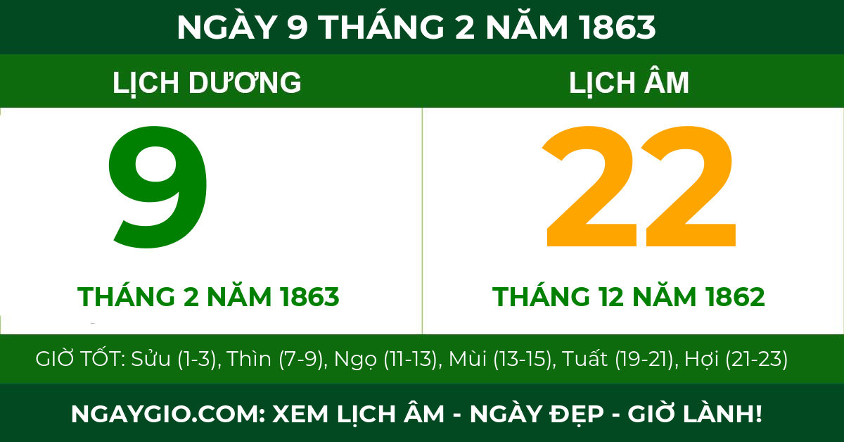 lịch âm ngày 9 tháng 2 năm 1863