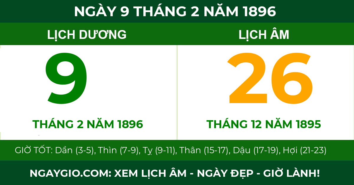 lịch âm ngày 9 tháng 2 năm 1896