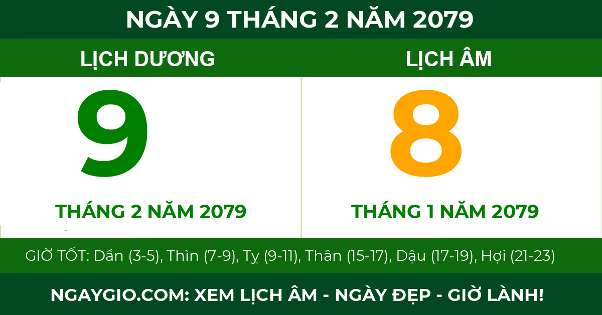 lịch âm ngày 9 tháng 2 năm 2079