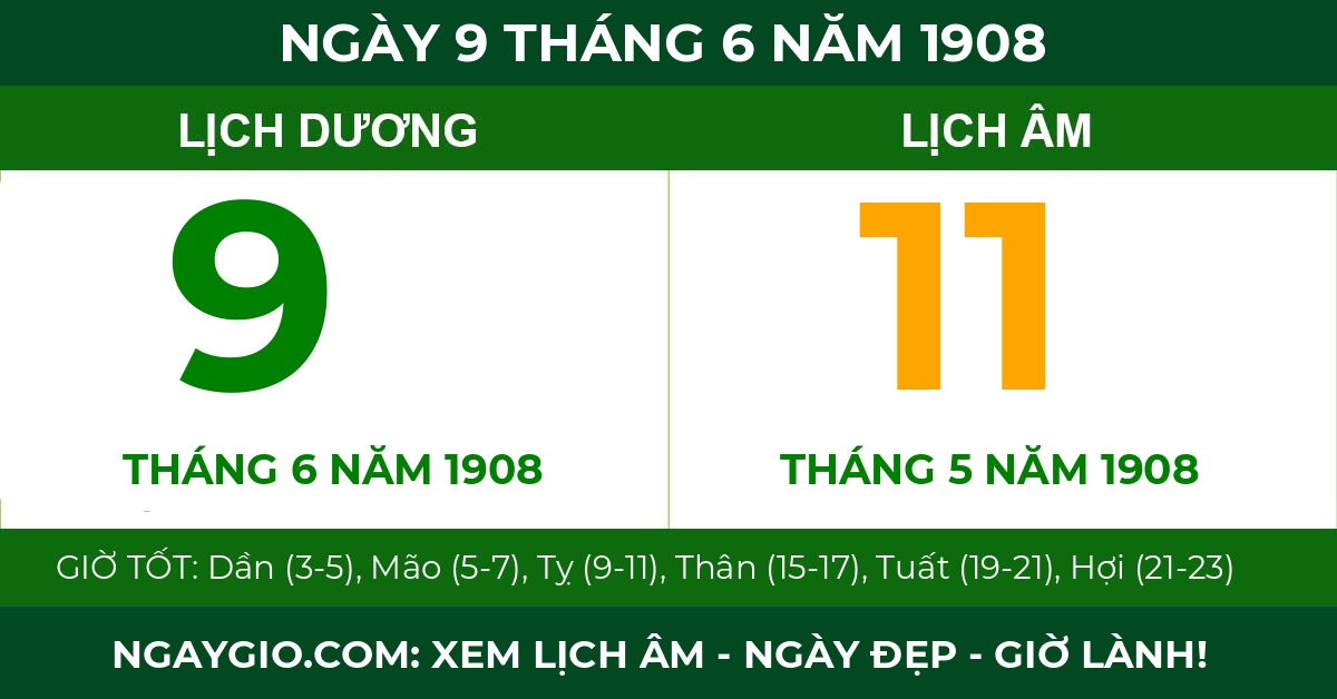 lịch âm ngày 9 tháng 6 năm 1908