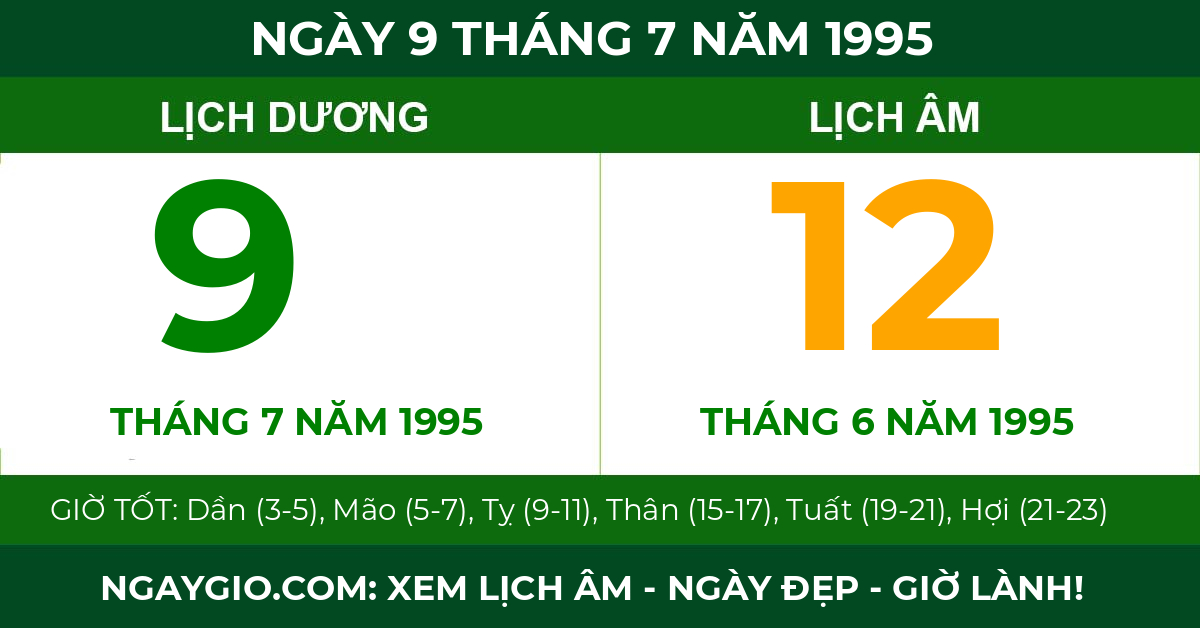 lịch âm ngày 9 tháng 7 năm 1995