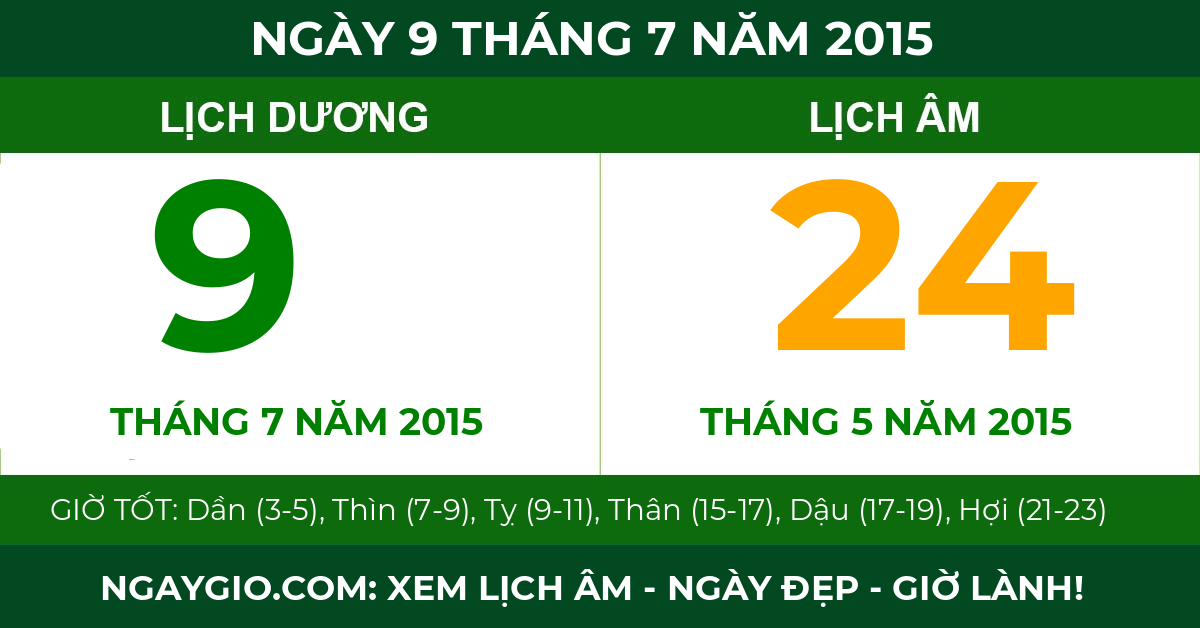 lịch âm ngày 9 tháng 7 năm 2015