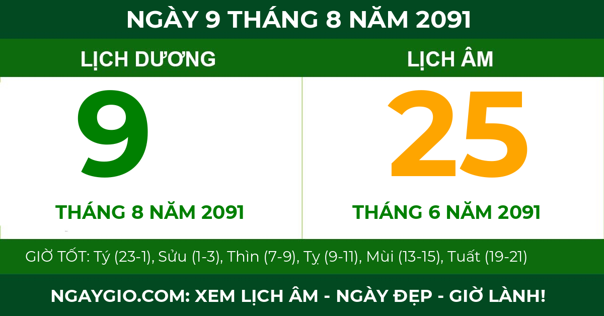 lịch âm ngày 9 tháng 8 năm 2091